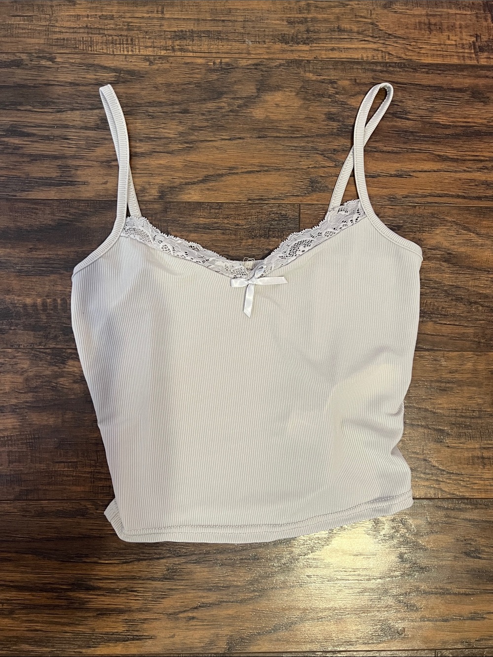 SHEIN Lace-Trim Ribbed Cami Tank Top - White